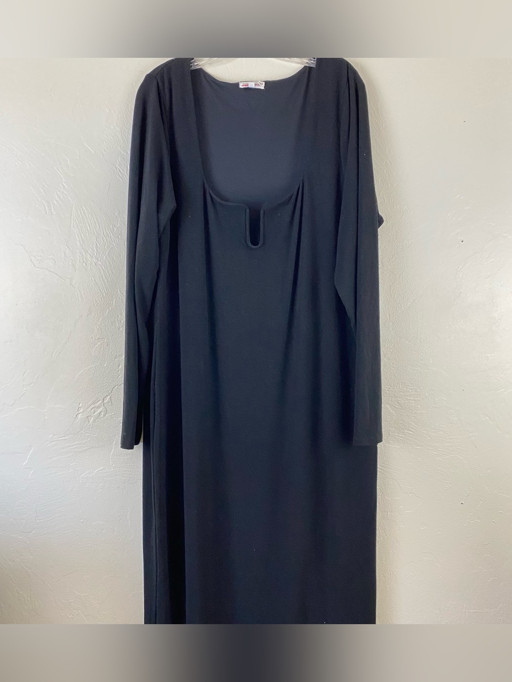 Good American 3X Black Jersey Knit Full Sleeve Long Length Fitted Maxi Dress